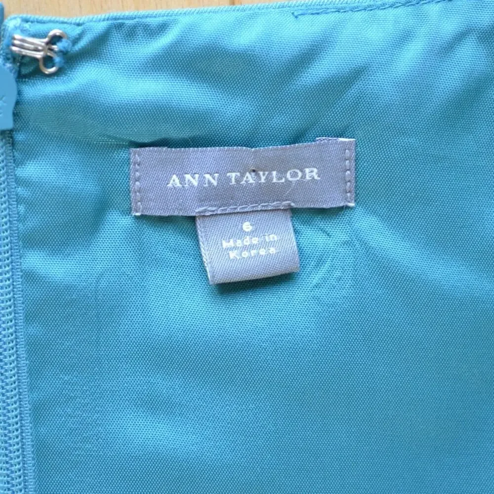 Ann Taylor Midi A Line Dress Size 6 Blue Teal